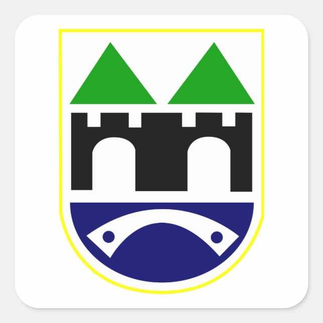 Pegatina Cuadrada Escudo de armas de Sarajevo (Anverso)