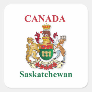 Pegatina Cuadrada Escudo de armas de Saskatchewan