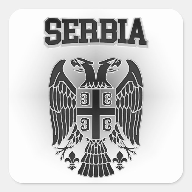 Pegatina Cuadrada Escudo de armas de Serbia (Anverso)