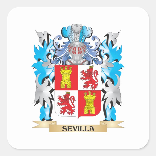Pegatina Cuadrada Escudo de armas de Sevilla - Corredor familiar (Anverso)