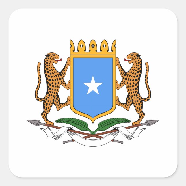Pegatina Cuadrada Escudo de armas de Somalia (Anverso)
