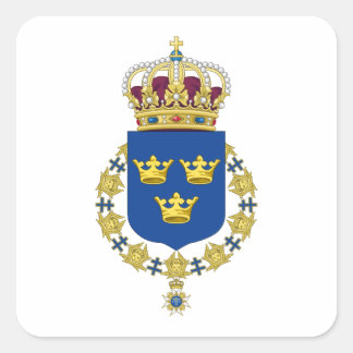 Pegatina Cuadrada Escudo de armas de Suecia