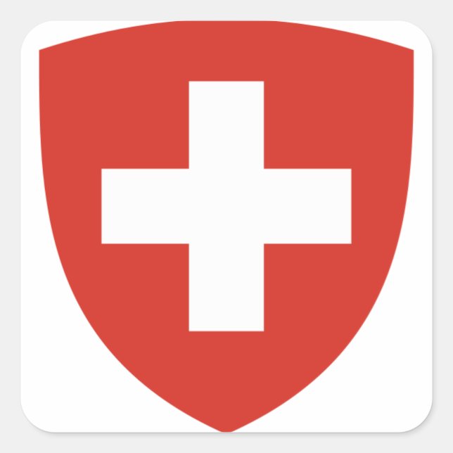 Pegatina Cuadrada Escudo de armas de Suiza (Anverso)