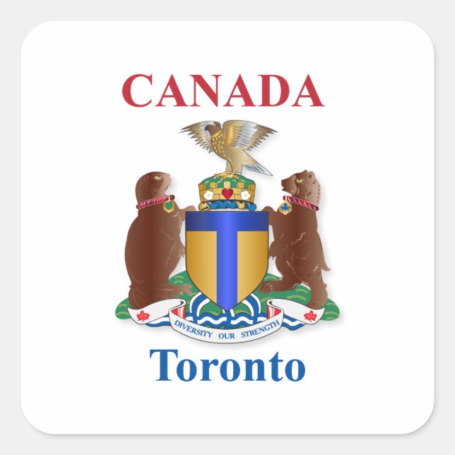 Pegatina Cuadrada Escudo de armas de Toronto (Anverso)