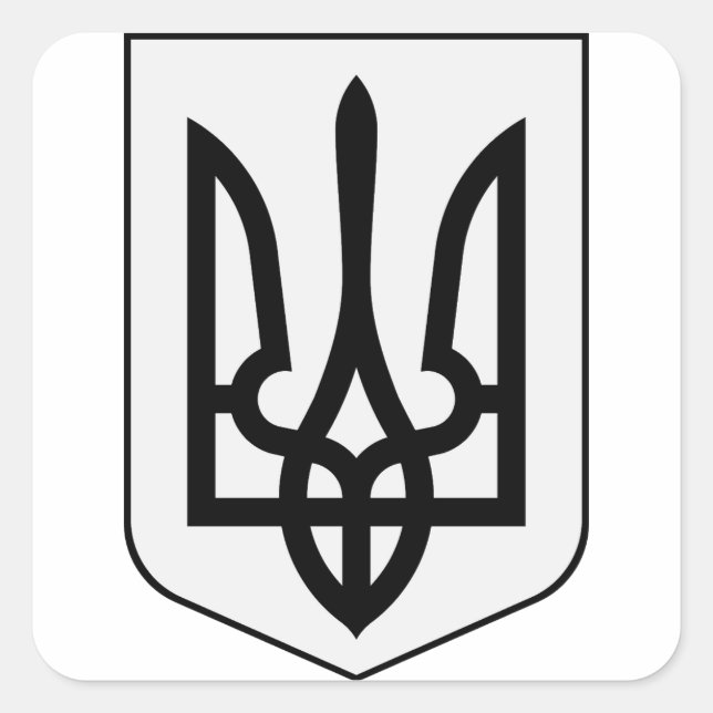 Pegatina Cuadrada Escudo de armas de Ucrania (Anverso)