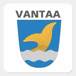 Pegatina Cuadrada Escudo de armas de Vantaa (Finlandia)