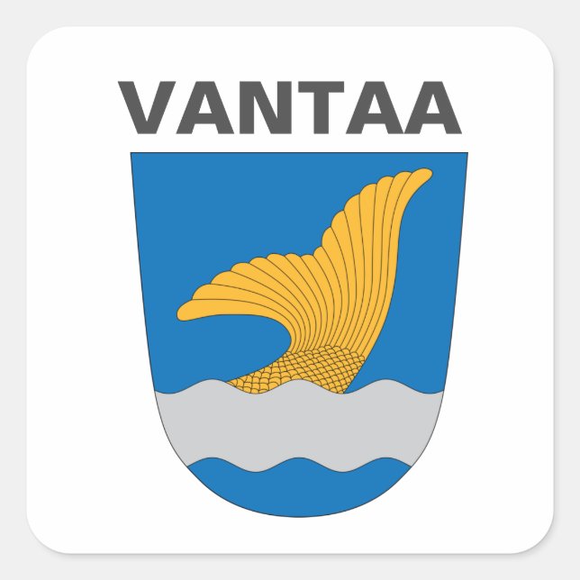 Pegatina Cuadrada Escudo de armas de Vantaa (Finlandia) (Anverso)