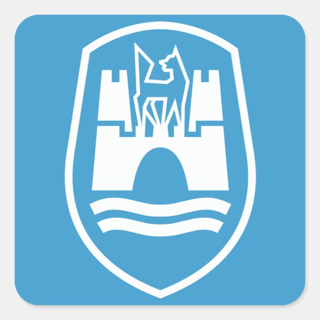 Pegatina Cuadrada Escudo de armas de Wolfsburg (blanco) (Anverso)