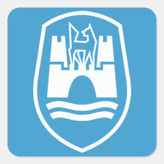 Pegatina Cuadrada Escudo de armas de Wolfsburg (blanco)