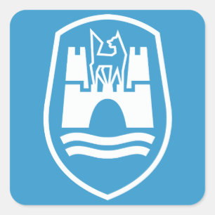 Pegatina Cuadrada Escudo de armas de Wolfsburgo (blanco)