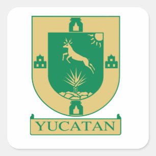 Pegatina Cuadrada Escudo de armas de Yucatán - México