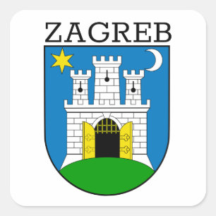 Pegatina Cuadrada Escudo de armas de Zagreb