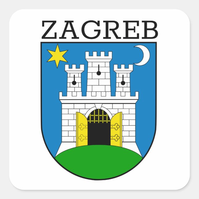 Pegatina Cuadrada Escudo de armas de Zagreb (Anverso)