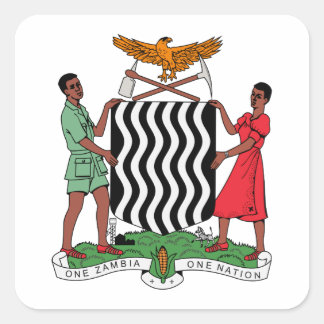 Pegatina Cuadrada Escudo de armas de Zambia