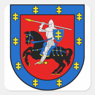 Pegatina Cuadrada Escudo de armas del condado de Vilnius