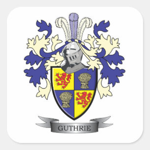 Pegatina Cuadrada Escudo de armas del escudo de la familia de