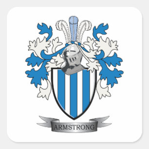 Pegatina Cuadrada Escudo de armas del escudo de la familia de
