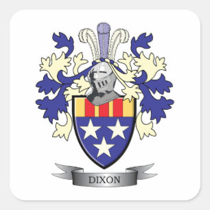 Pegatina Cuadrada Escudo de armas del escudo de la familia de Dixon