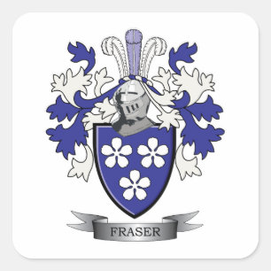 Pegatina Cuadrada Escudo de armas del escudo de la familia de Fraser