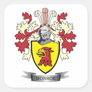 Pegatina Cuadrada Escudo de armas del escudo de la familia de Monroe