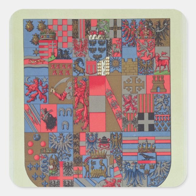 Pegatina Cuadrada Escudo de armas del imperio austro-húngaro (Anverso)