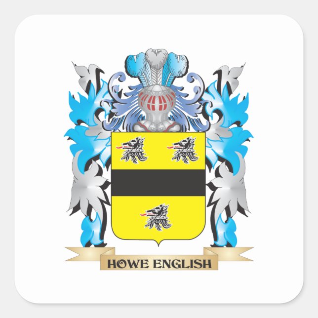 Pegatina Cuadrada Escudo de armas Howe-Inglés - escudo de la familia (Anverso)