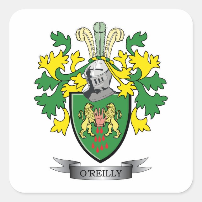 Pegatina Cuadrada Escudo de armas O'Reilly (Anverso)