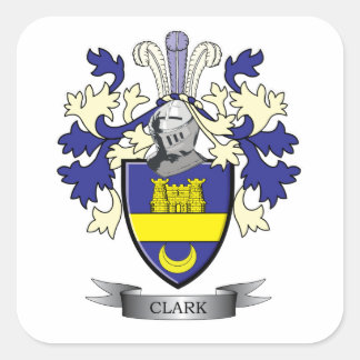 Pegatina Cuadrada Escudo de armas para escudos de la familia Clark