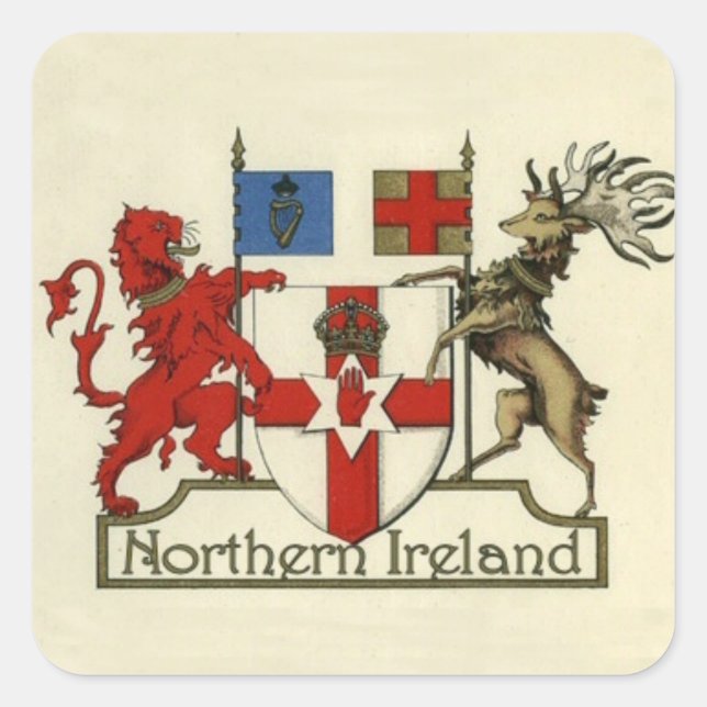 Pegatina Cuadrada Escudo de armas para Irlanda del Norte (Anverso)