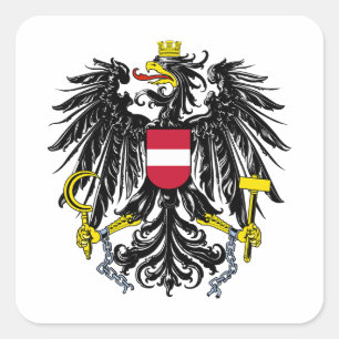 Pegatina Cuadrada escudo de armas símbolo emblema bandera de Austria
