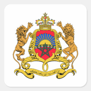 Pegatina Cuadrada escudo de armas símbolo emblema bandera de Marruec