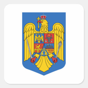Pegatina Cuadrada escudo de armas símbolo emblema bandera de Rumania