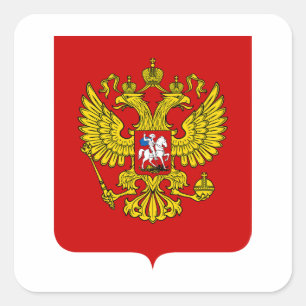Pegatina Cuadrada escudo de armas símbolo emblema bandera de Rusia p