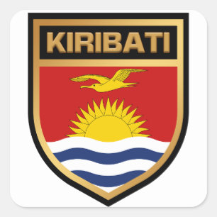 Pegatina Cuadrada Escudo de Bandera de Kiribati