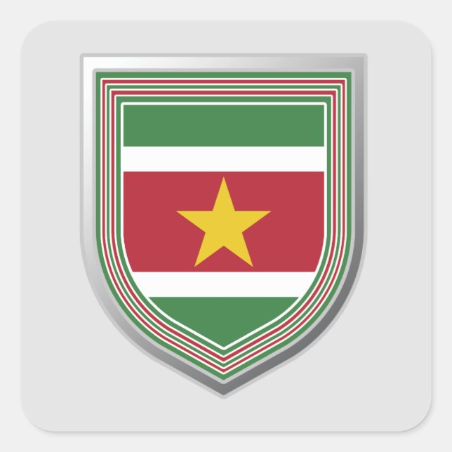 Pegatina Cuadrada Escudo de bandera de Surinam (Anverso)