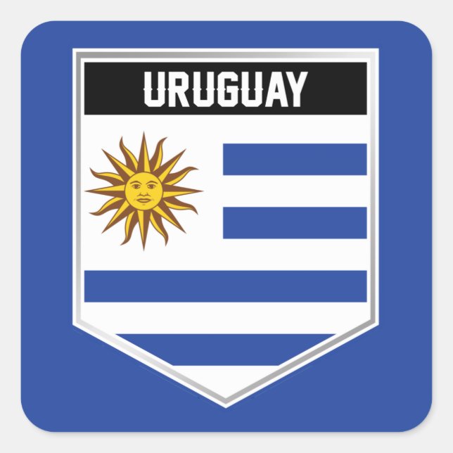 Pegatina Cuadrada Escudo de Bandera de Uruguay (Anverso)