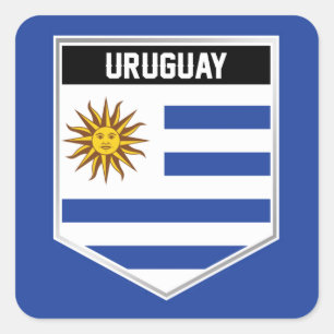 Pegatina Cuadrada Escudo de Bandera de Uruguay