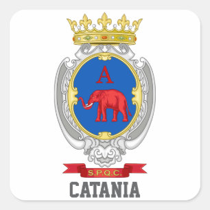 Pegatina Cuadrada Escudo de Catania, Sicilia