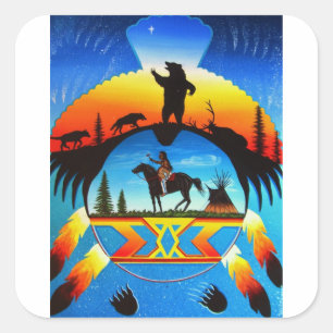 Pegatina Cuadrada Escudo de Cheyenne