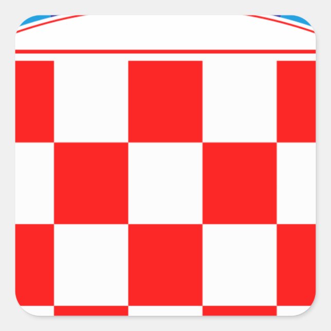 Pegatina Cuadrada Escudo de Croacia, Emblema croata, Hrvatska (Anverso)