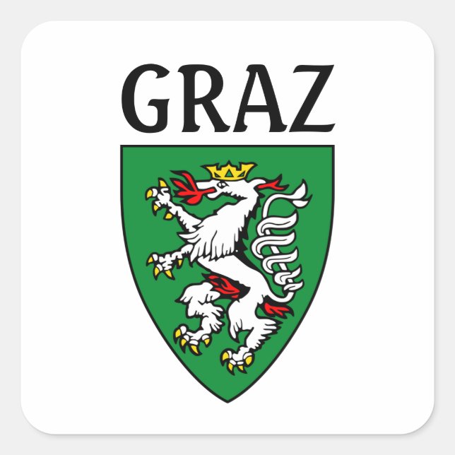 Pegatina Cuadrada Escudo de Graz - AUSTRIA (Anverso)