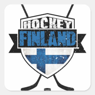 Pegatina Cuadrada Escudo de hockey finlandés Suomi
