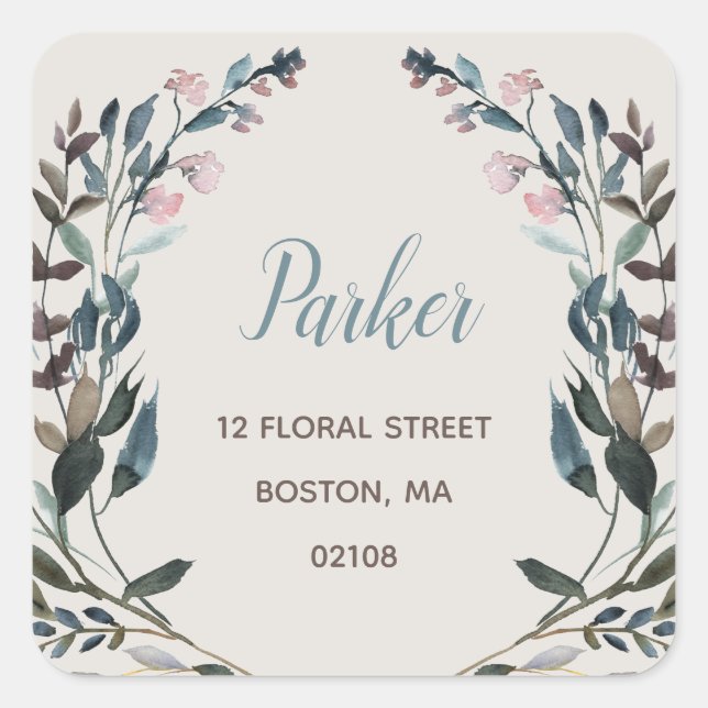 Pegatina Cuadrada Escudo de jardín | Dirección de devolución floral  (Anverso)