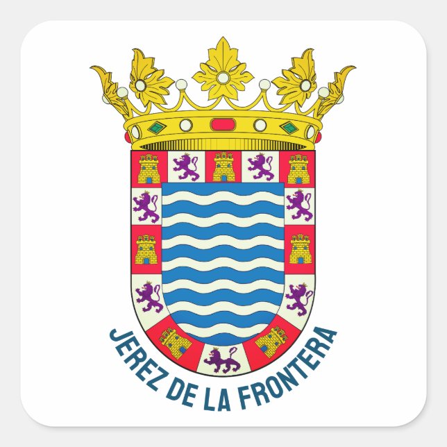 Pegatina Cuadrada Escudo de Jerez de la Frontera (Anverso)