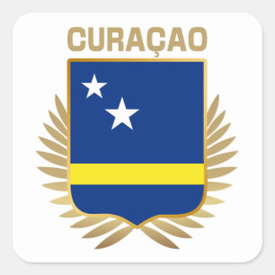 Pegatina Cuadrada Escudo de la bandera de Curacao