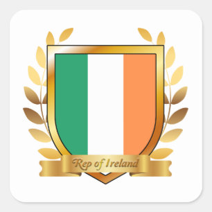 Pegatina Cuadrada Escudo de la Bandera de la República de Irlanda