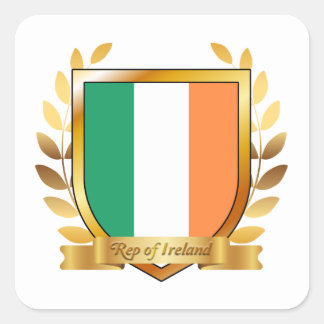 Pegatina Cuadrada Escudo de la Bandera de la República de Irlanda