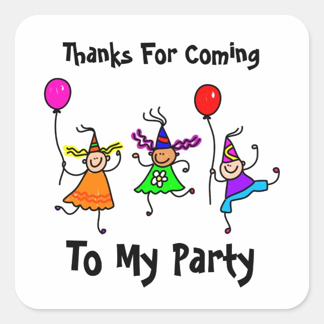 Pegatina Cuadrada Escudo de la fiesta de cumpleaños personalizada pa (Anverso)