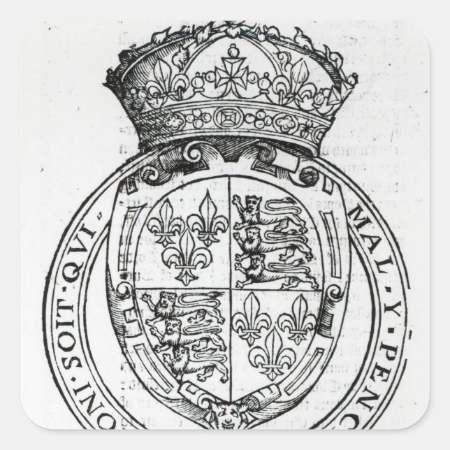 Pegatina Cuadrada Escudo de la Reina Isabel I (Anverso)