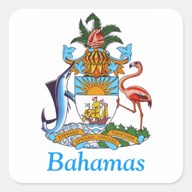 Pegatina Cuadrada Escudo de las Bahamas (Anverso)